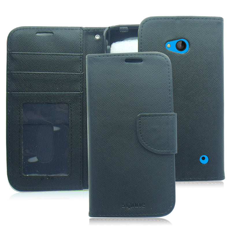 NOKIA LUMIA 640 BLACK LEATHER WALLET CASE