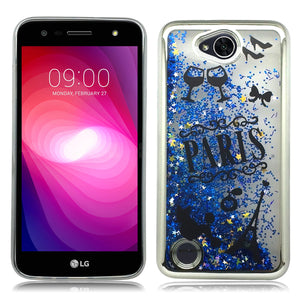 LG X Power 2/ X Charge/ M320/ Fiesta LTE/ K10 Power Silver Candy Liquid Tour Of Paris Glitter Case