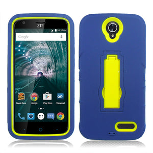 ZTE GRAND X3/Z959/WARP 7/N9519 BLUE ON YELLOW VERTICAL KICK STAND CASE