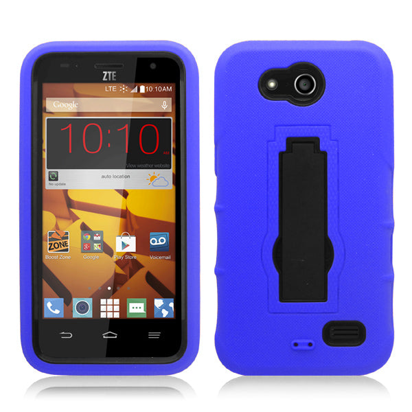 ZTE SPEED/N9130 BLUE ON BLACK VERTICAL KICK STAND CASE