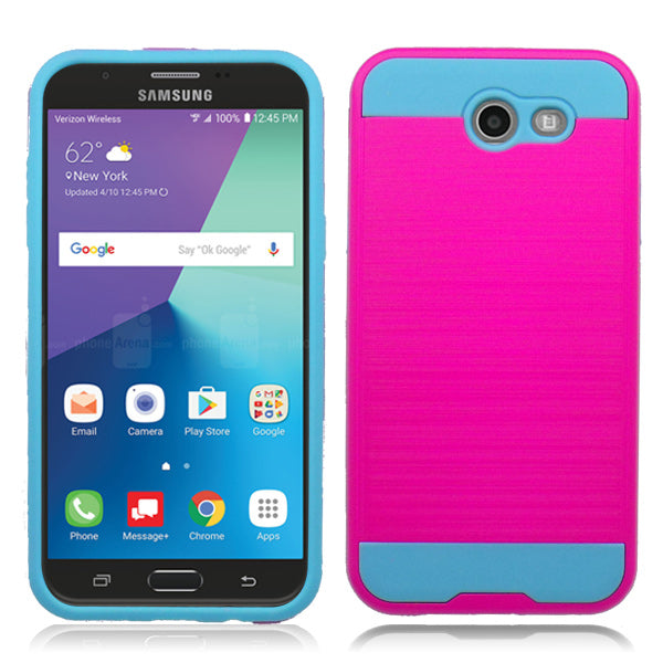 SAMSUNG GALAXY PERX / J727 /J7 SKY PRO / J7-2017 PINK ON BABY BLUE DUO LAYER CASE