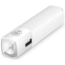 UNIVERSAL WHITE 2600 MAH BACK UP POWER BANK BATTERY (1 Amp Output) WITH BUILT IN FLASH LIGHT.