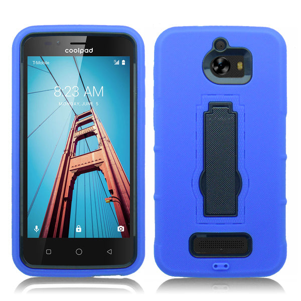 COOLPAD DEFIANT BLUE ON BLACK VERTICAL KICK STAND CASE