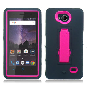 ZTE TEMPO/N9131 BLACK ON PINK VERTICAL KICK STAND CASE