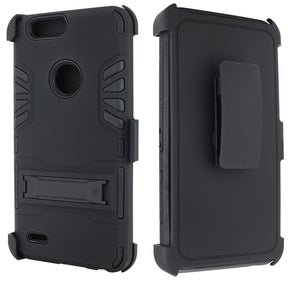 Zte Sequoia/ Z982/ Blade Z Max/ Zmax Pro 2  Black Rubberized Premium Combo Holster Case