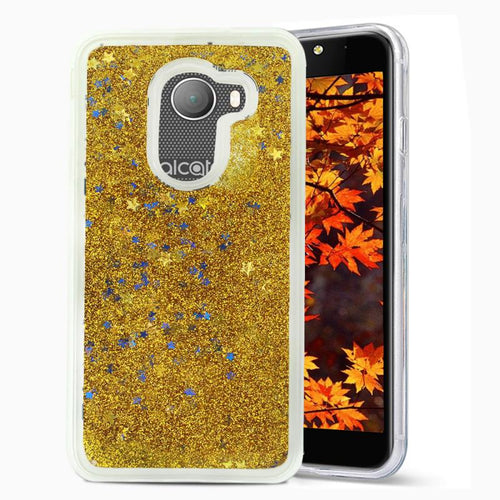 Alcatel A30 Fierce 2017 REVVL A30 Plus Walters Rose Gold Glitter with Chrome Border Case