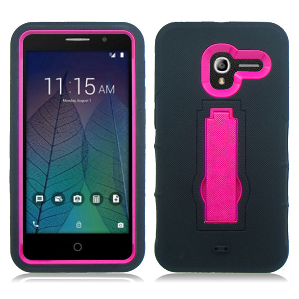 ALCATEL TRU/STELLAR BLACK ON PINK VERTICAL KICK STAND CASE