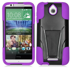 HTC DESIRE 510 BLACK ON PURPLE ARMOR KICK STAND CASE