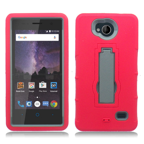 ZTE TEMPO/N9131 RED ON GRAY VERTICAL KICK STAND CASE