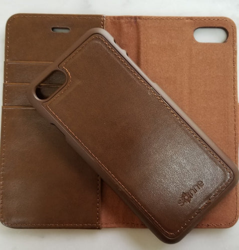 APPLE iPHONE 7 / 8 (4.7'') BROWN MAGNETIC DETACHABLE LEATHER WALLET CASE