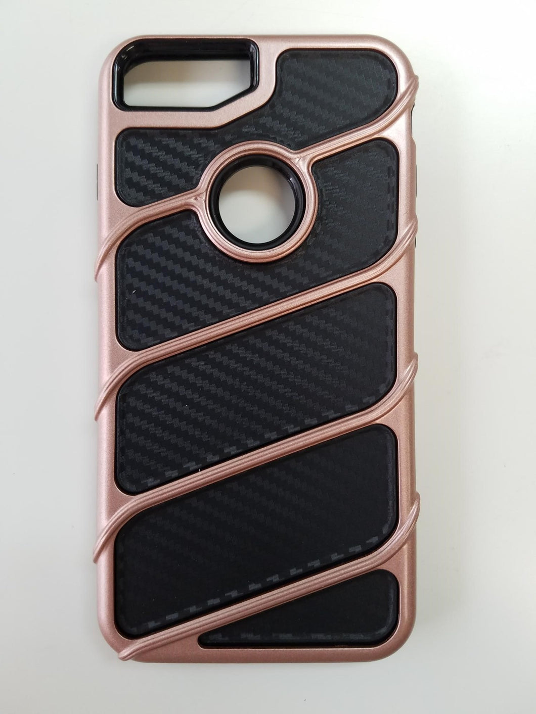 Apple iPhone 8/7/6 Gold on Black Hybrid Carbon Fiber Case