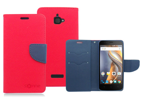 COOLPAD CATALYST/3622A BLUE/RED LEATHER WALLET CASE