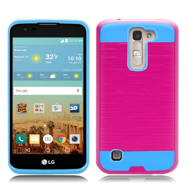 LG TRIBUTE 5/K7/ESCAPE 3 PINK ON BABY BLUE DUO LAYER CASE