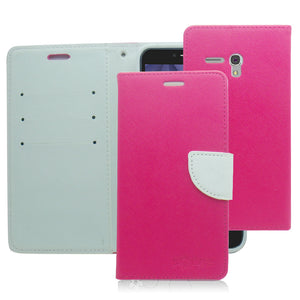 ALCATEL FIERCE XL/5054/FLINT LIGHT WHITE/PINK LEATHER WALLET CASE