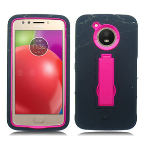 MOTOROLA E4/XT1766 BLACK ON PINK VERTICAL KICK STAND CASE