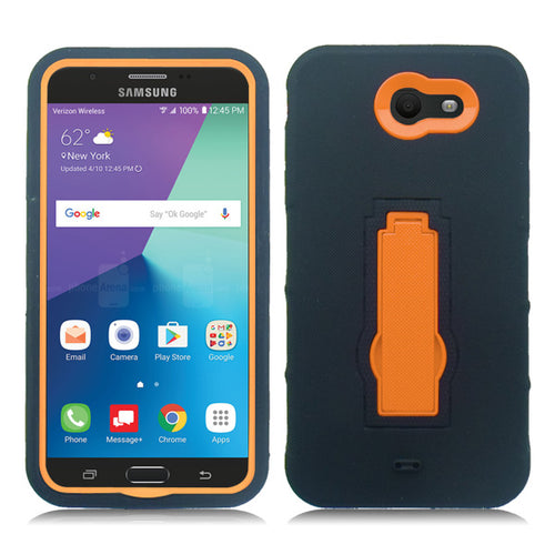 SAMSUNG GALAXY PERX / J727 /J7 SKY PRO / J7-2017 BLACK ON ORANGE VERTICAL KICK STAND CASE