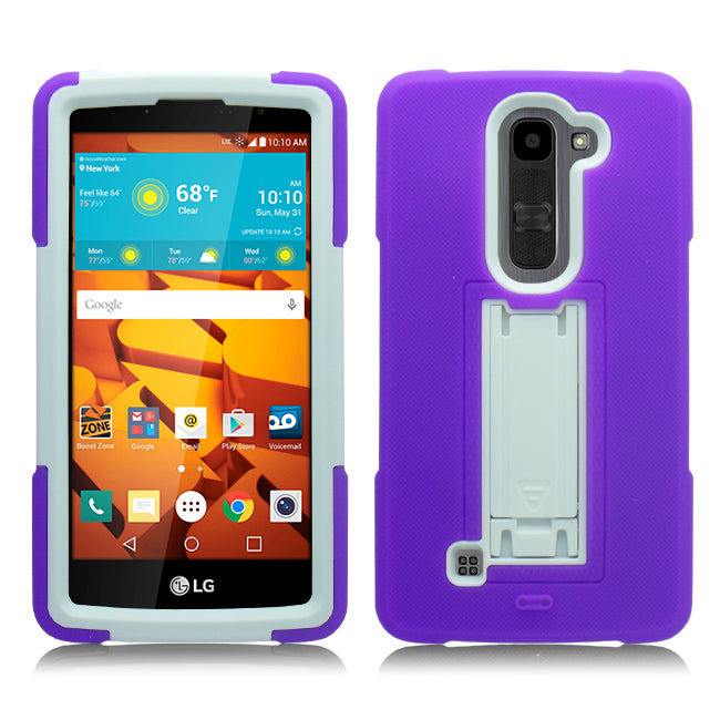 LG VOLT2/LS751/C90 PURPLE ON WHITE VERTICAL KICK STAND CASE