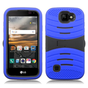 LG K3/LS450 GUARDIAN BLUE ON BLACK KICK STAND CASE