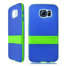 SAMSUNG GALAXY S6 G920 LIME GREEN BLUE HYBRID CANDY KICK STAND CASE