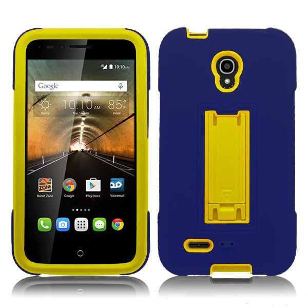 ALCATEL CONQUEST/7046T BLUE ON YELLOW VERTICAL KICK STAND CASE