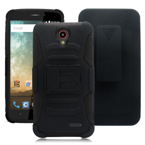 ZTE PRESTIGE/Z9132/AVID PLUS/SONATA 3/Z828/AVID TRIO ECLIPSE BLACK COMBO HOLSTER CLIP CASE