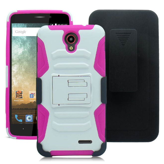 ZTE PRESTIGE 2/N9136/MAVEN 3/OVERTURE 3 ECLIPSE PINK COMBO HOLSTER CLIP CASE