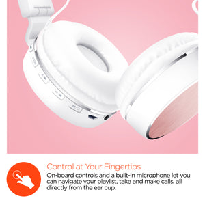 HyperGear V60 Metal Wireless Headphones - White / Pink MSRP $39.99