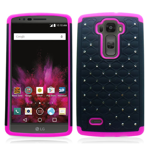 LG FLEX 2 PINK/BLACK ARMOR BUMPER SPOT BLING CASE