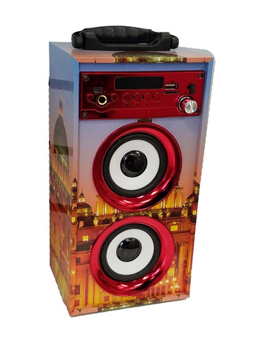 Universal 2 Chrome Cones Red Graffiti Design Portable Speaker Bluetooth (Support Aux / Memory Card)