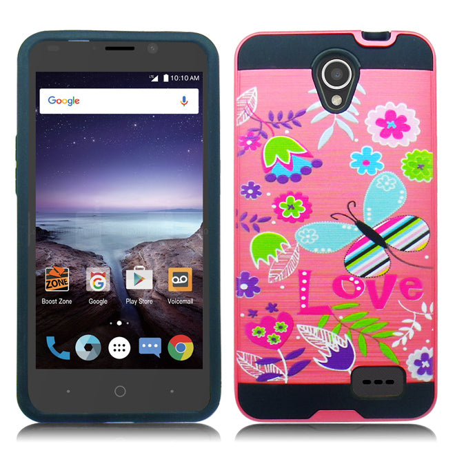 ZTE PRESTIGE 2/N9136/MAVEN 3/OVERTURE 3 BUTTERFLY LOVE PRINT DUO LAYER CASE