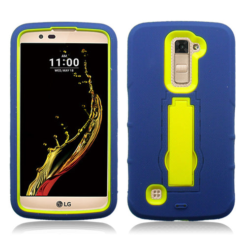 LG K10/AH2 BLUE ON YELLOW VERTICAL KICK STAND CASE