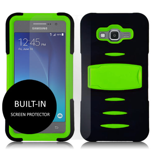 SAMSUNG GALAXY GRAND PRIME/G530 GUARDIAN BLACK ON LIME GREEN CASE WITH BUILT IN SCREEN PROTECTOR