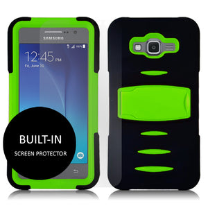 SAMSUNG GALAXY GRAND PRIME/G530 GUARDIAN BLACK ON LIME GREEN CASE WITH BUILT IN SCREEN PROTECTOR