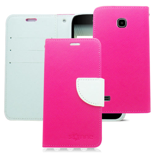 HUAWEI UNION/Y538 WHITE/PINK LEATHER WALLET CASE