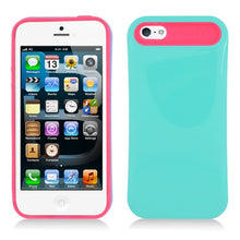 APPLE IPHONE SE/5S AQUA GREEN ON PINK DUO HYBRID LAYER CASE