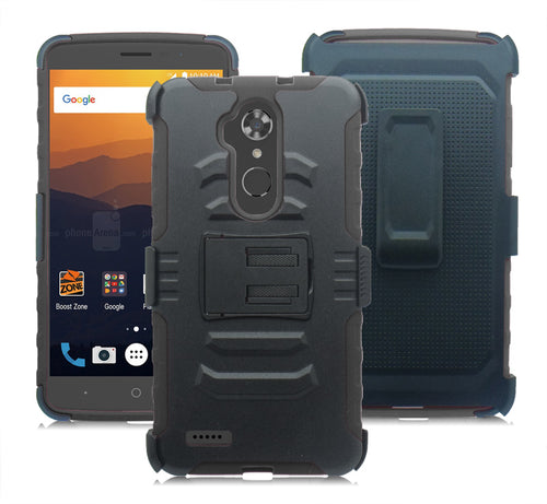 ZTE MAX XL / N9560 / ZMAX PRO /Z981/BLADE X MAX BLACK ECLIPSE COMBO HOLSTER CASE