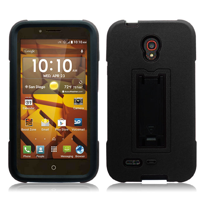 ALCATEL CONQUEST/7046T BLACK ON BLACK VERTICAL KICK STAND CASE