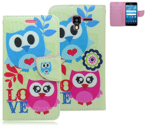 KYOCERA REACH/C6743/VIEW SPRING OWL LOVE LEATHER WALLET CASE