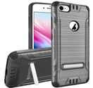 Apple iPhone 8/7 Gray Brushed Dual Hybrid Case with magnetic kickstand