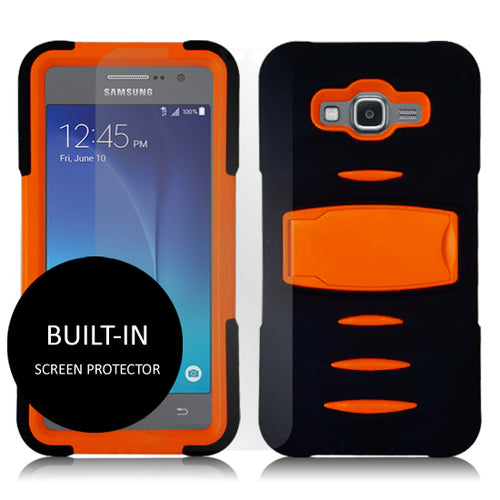 SAMSUNG GALAXY GRAND PRIME/G530 GUARDIAN BLACK ON ORANGE CASE WITH BUILT IN SCREEN PROTECTOR