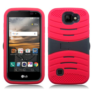 LG K3/LS450 GUARDIAN RED ON BLACK KICK STAND CASE