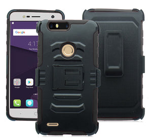 ZTE SEQUOIA/ Z982/ BLADE Z MAX/ ZMAX PRO 2 ECLIPSE BLACK COMBO HOLSTER CASE