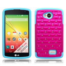 LG TRIBUTE/LS660/F60 BLUE/PINK ARMOR BUMPER SPOT BLING CASE