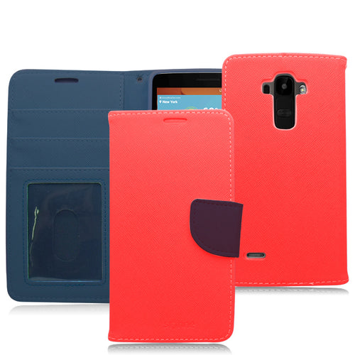 LG STYLO LS770 BLUE RED LEATHER WALLET CASE