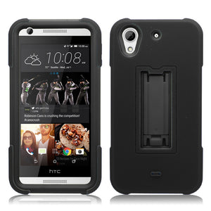 HTC DESIRE 626 BLACK ON BLACK VERTICAL KICK STAND CASE