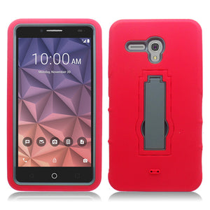 ALCATEL FIERCE XL/5054/FLINT RED ON GRAY VERTICAL KICK STAND CASE