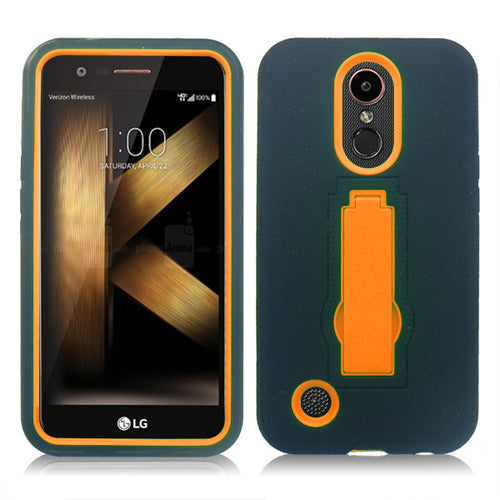 LG K20 PLUS / V5 / HARMONY / GRACE /MS250 / K10 (2017) BLACK ON ORANGE VERTICAL KICK STAND CASE