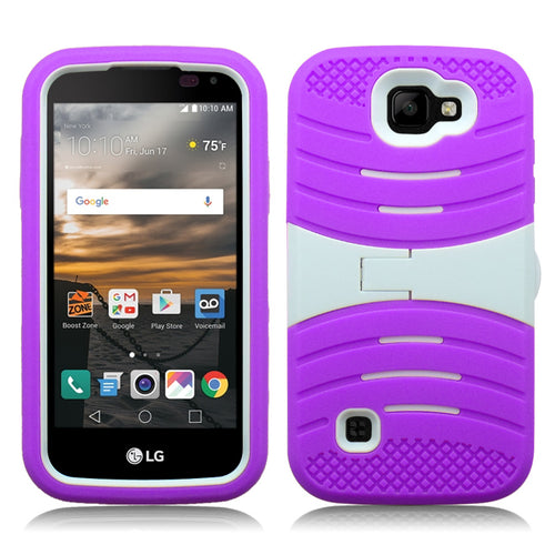 LG K3/LS450 GUARDIAN PURPLE ON WHITE  KICK STAND CASE