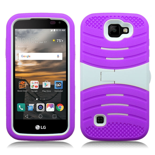 LG K3/LS450 GUARDIAN PURPLE ON WHITE  KICK STAND CASE