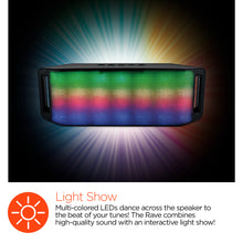 Portable high quality bluetooth speaker with multi-color lights that dance to the beat of your music MSRP $44.99